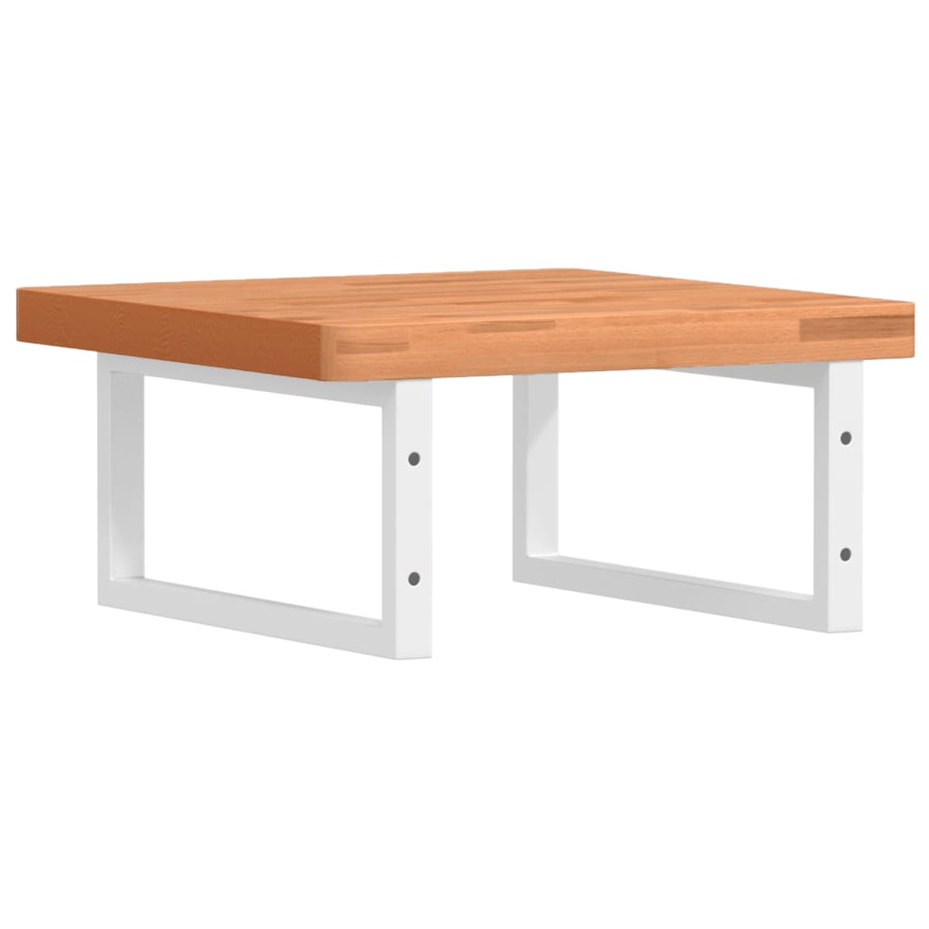 vidaXL Basin Shelf Wall Mounted Steel and Solid Wood Beech