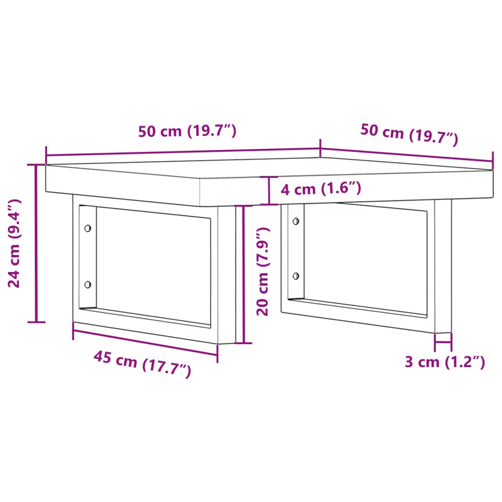 vidaXL Basin Shelf Wall Mounted Steel and Solid Wood Beech