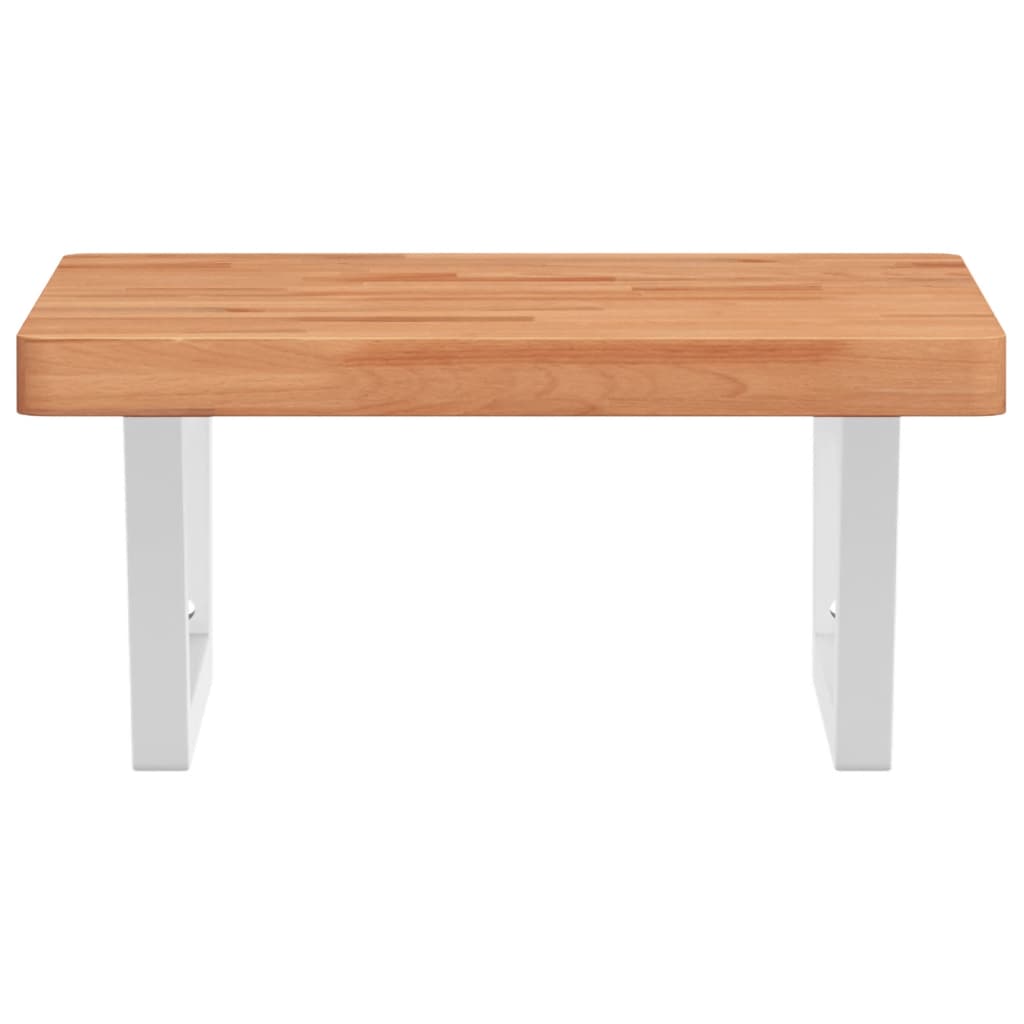 vidaXL Basin Shelf Wall Mounted Steel and Solid Wood Beech
