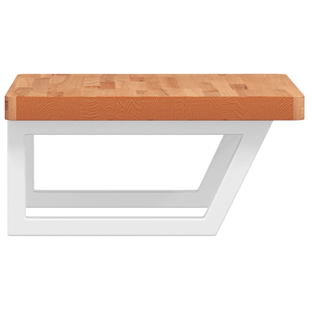 vidaXL Basin Shelf Wall Mounted Steel and Solid Wood Beech