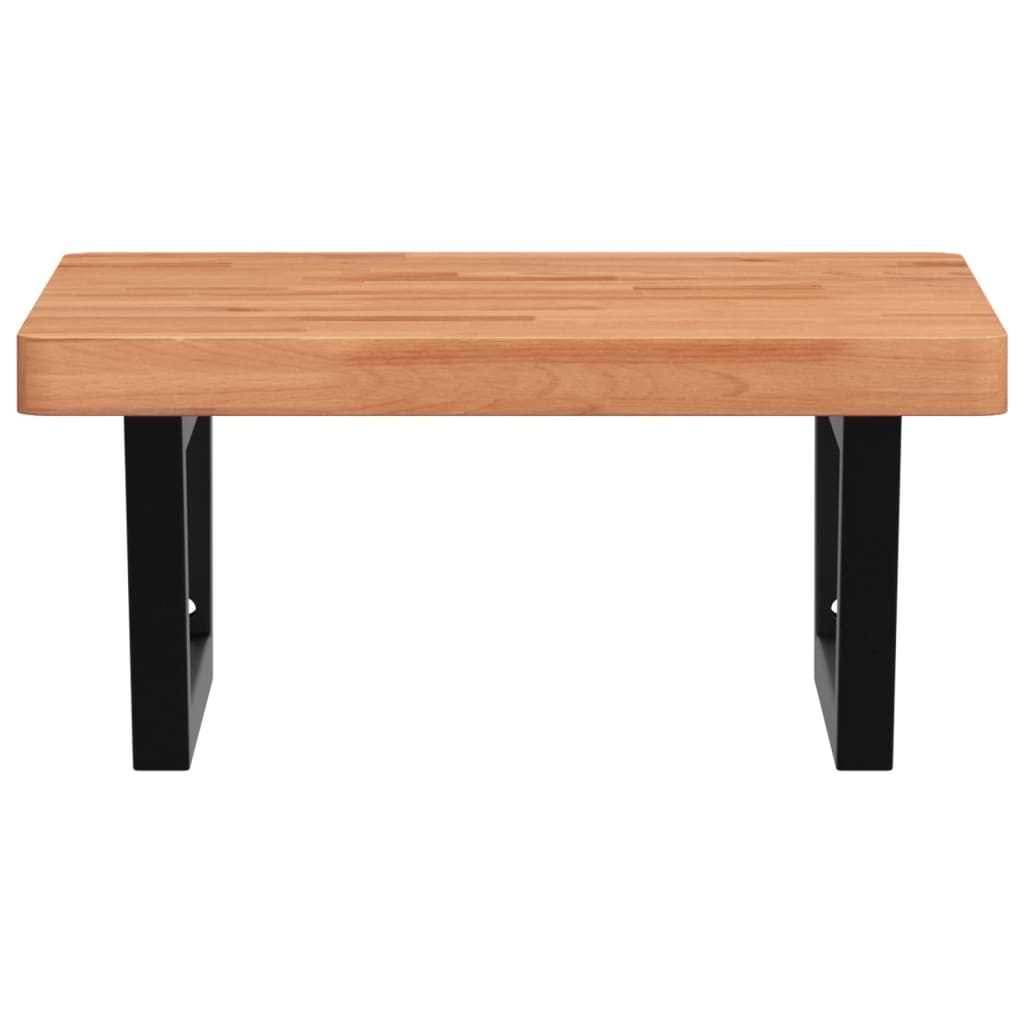 vidaXL Basin Shelf Wall Mounted Steel and Solid Wood Beech