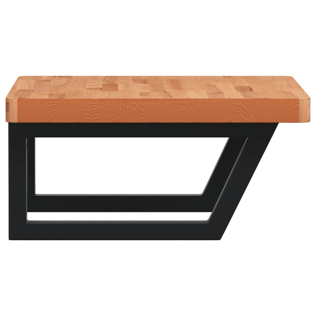 vidaXL Basin Shelf Wall Mounted Steel and Solid Wood Beech