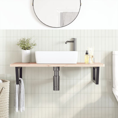 vidaXL Basin Shelf Wall Mounted Steel and Solid Wood Beech