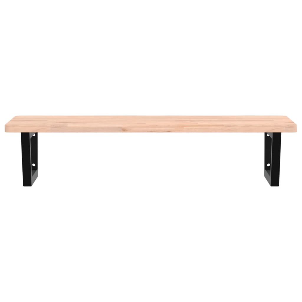 vidaXL Basin Shelf Wall Mounted Steel and Solid Wood Beech
