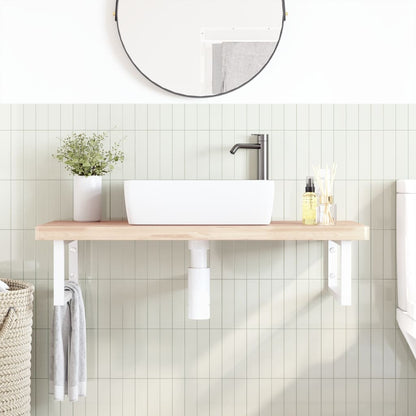 vidaXL Basin Shelf Wall Mounted Steel and Solid Wood Beech