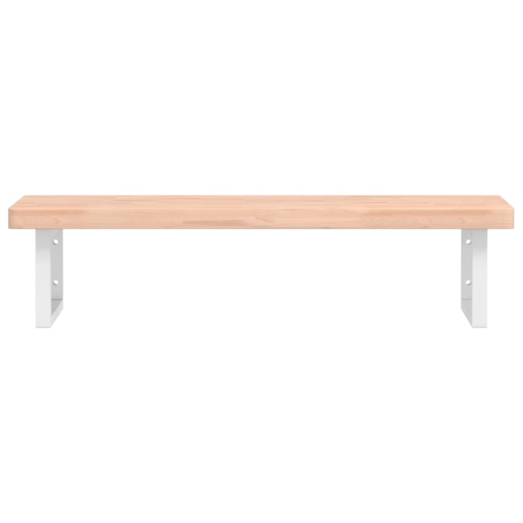 vidaXL Basin Shelf Wall Mounted Steel and Solid Wood Beech