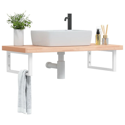 vidaXL Basin Shelf Wall Mounted Steel and Solid Wood Beech