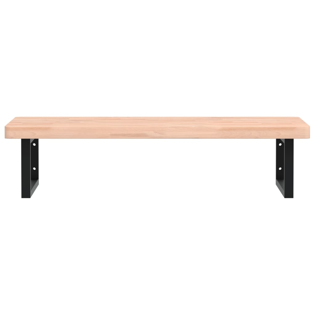 vidaXL Basin Shelf Wall Mounted Steel and Solid Wood Beech