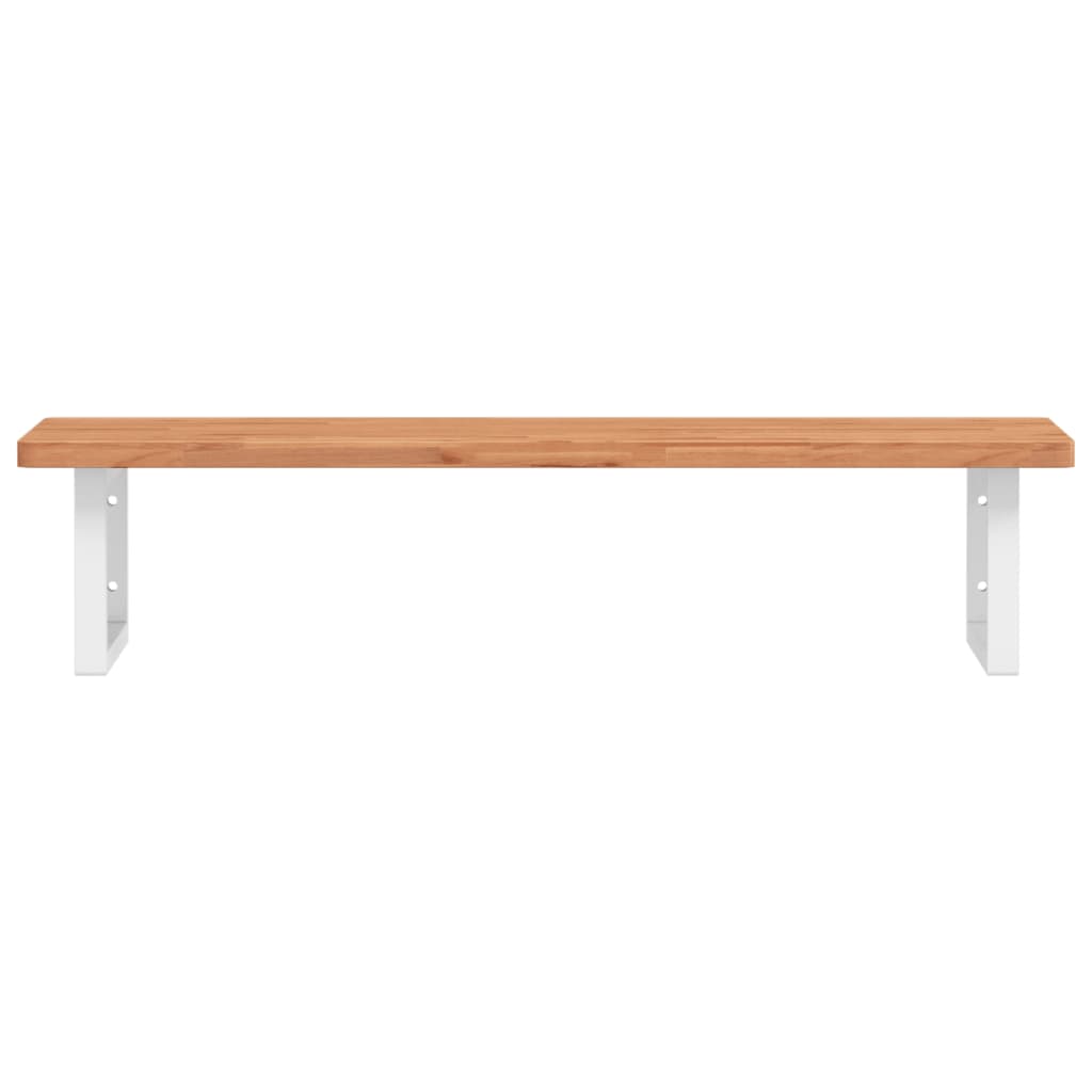 vidaXL Basin Shelf Wall Mounted Steel and Solid Wood Beech