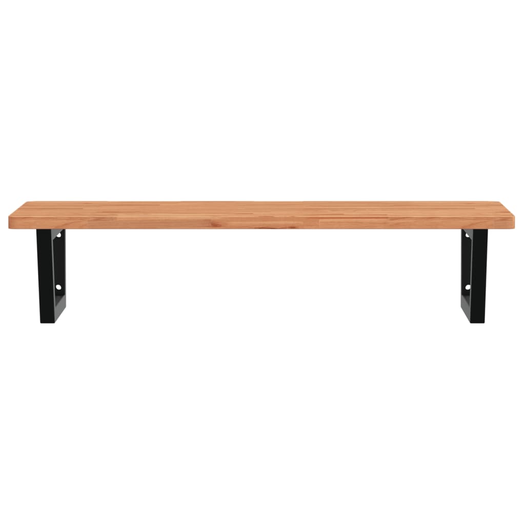 vidaXL Basin Shelf Wall Mounted Steel and Solid Wood Beech