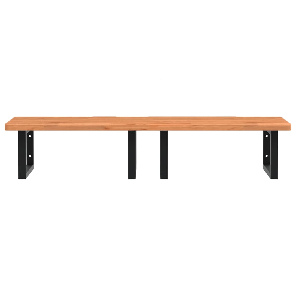 vidaXL Basin Shelf Wall Mounted Steel and Solid Wood Beech