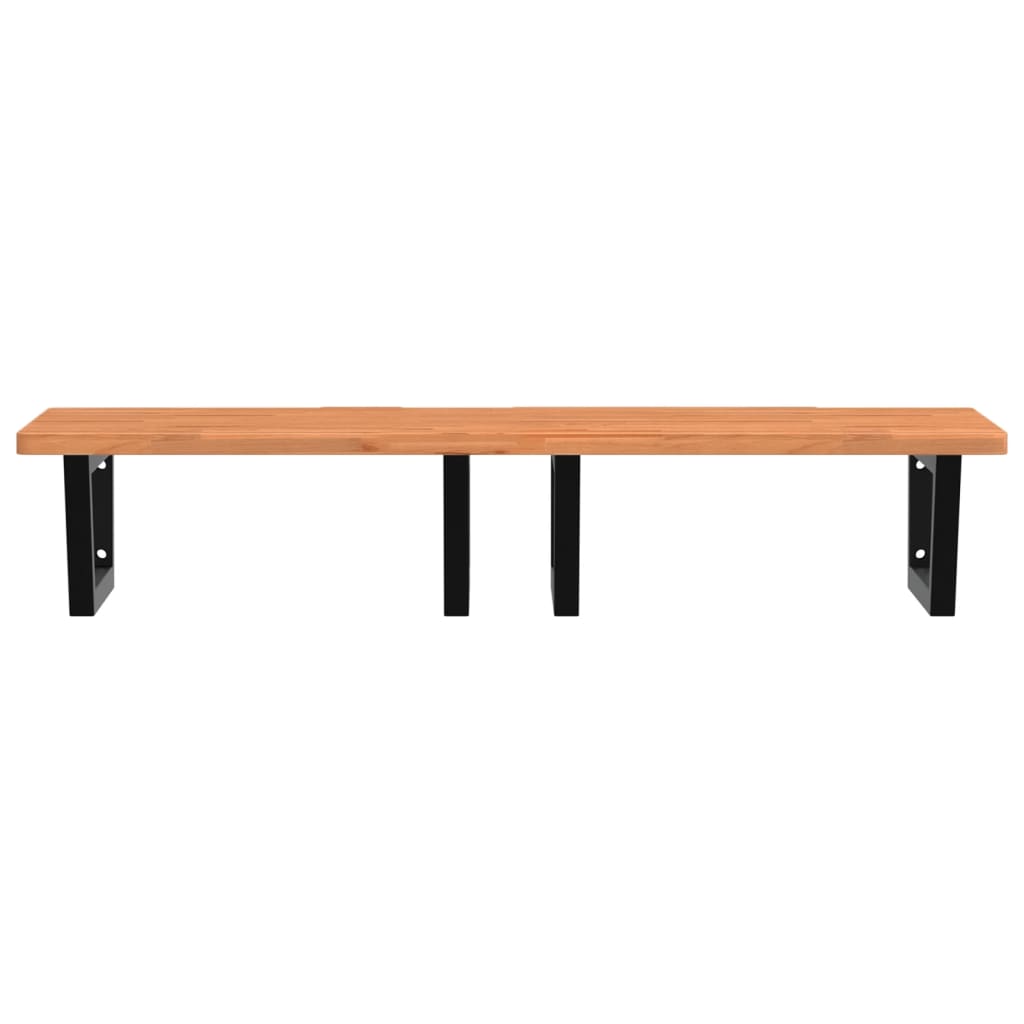 vidaXL Basin Shelf Wall Mounted Steel and Solid Wood Beech