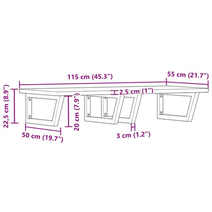 vidaXL Basin Shelf Wall Mounted Steel and Solid Wood Beech