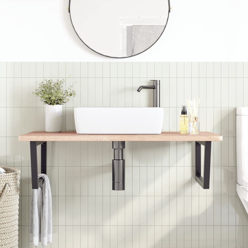 vidaXL Basin Shelf Wall Mounted Steel and Solid Wood Oak