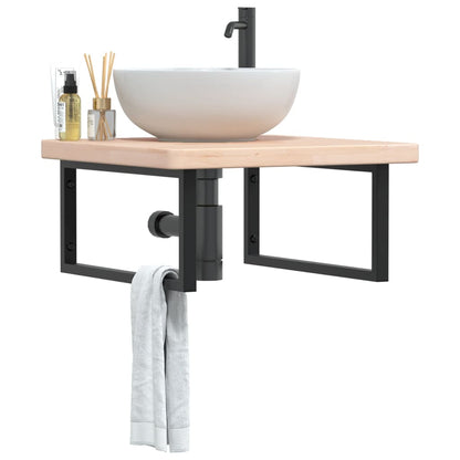 vidaXL Basin Shelf Wall Mounted Steel and Solid Wood Oak