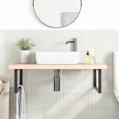 vidaXL Basin Shelf Wall Mounted Steel and Solid Wood Oak