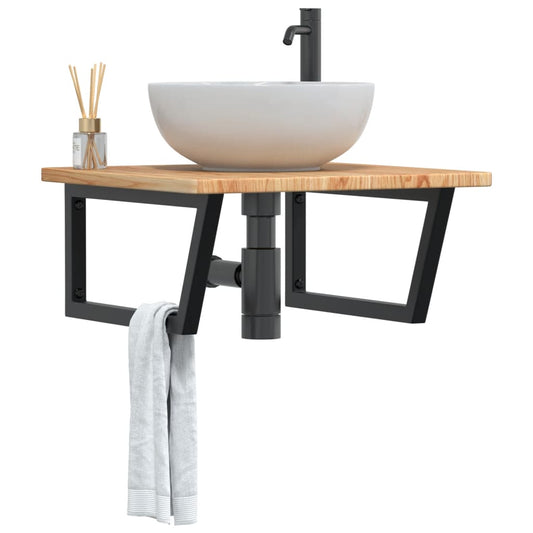 vidaXL Basin Shelf Wall Mounted Steel and Solid Wood Oak
