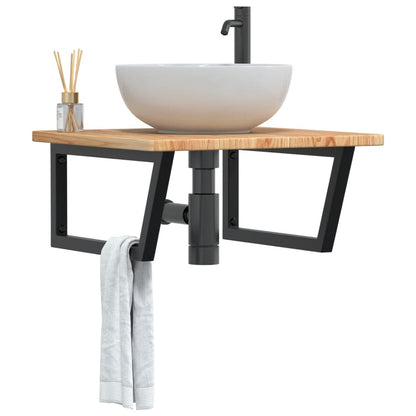 vidaXL Basin Shelf Wall Mounted Steel and Solid Wood Oak