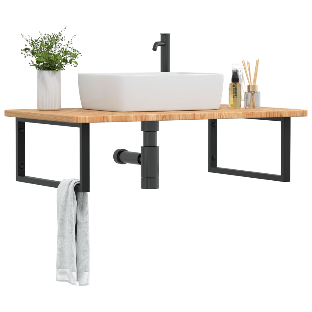 vidaXL Basin Shelf Wall Mounted Steel and Solid Wood Oak
