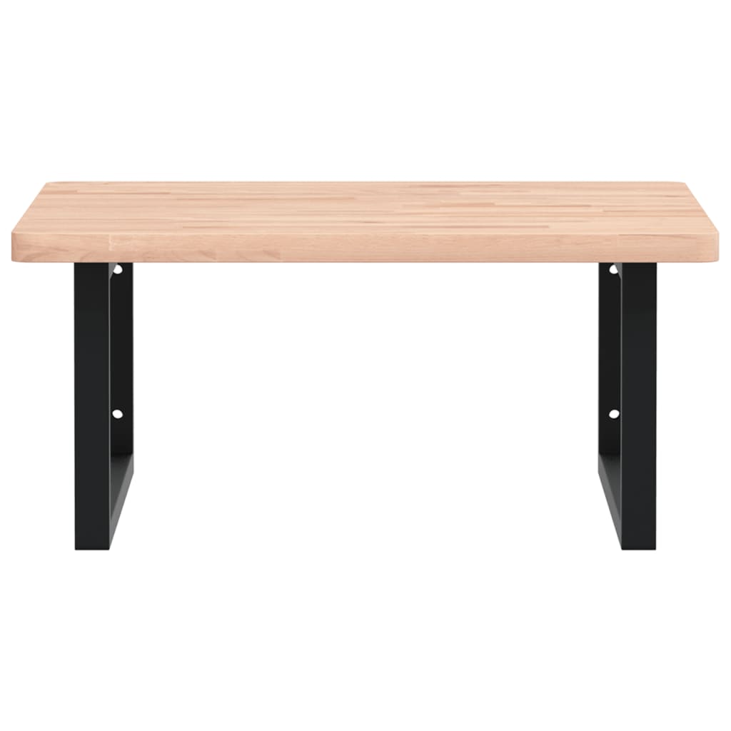 vidaXL Basin Shelf Wall Mounted Steel and Solid Wood Beech