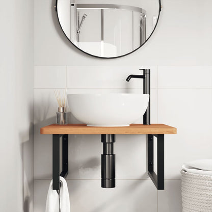 vidaXL Basin Shelf Wall Mounted Steel and Solid Wood Beech