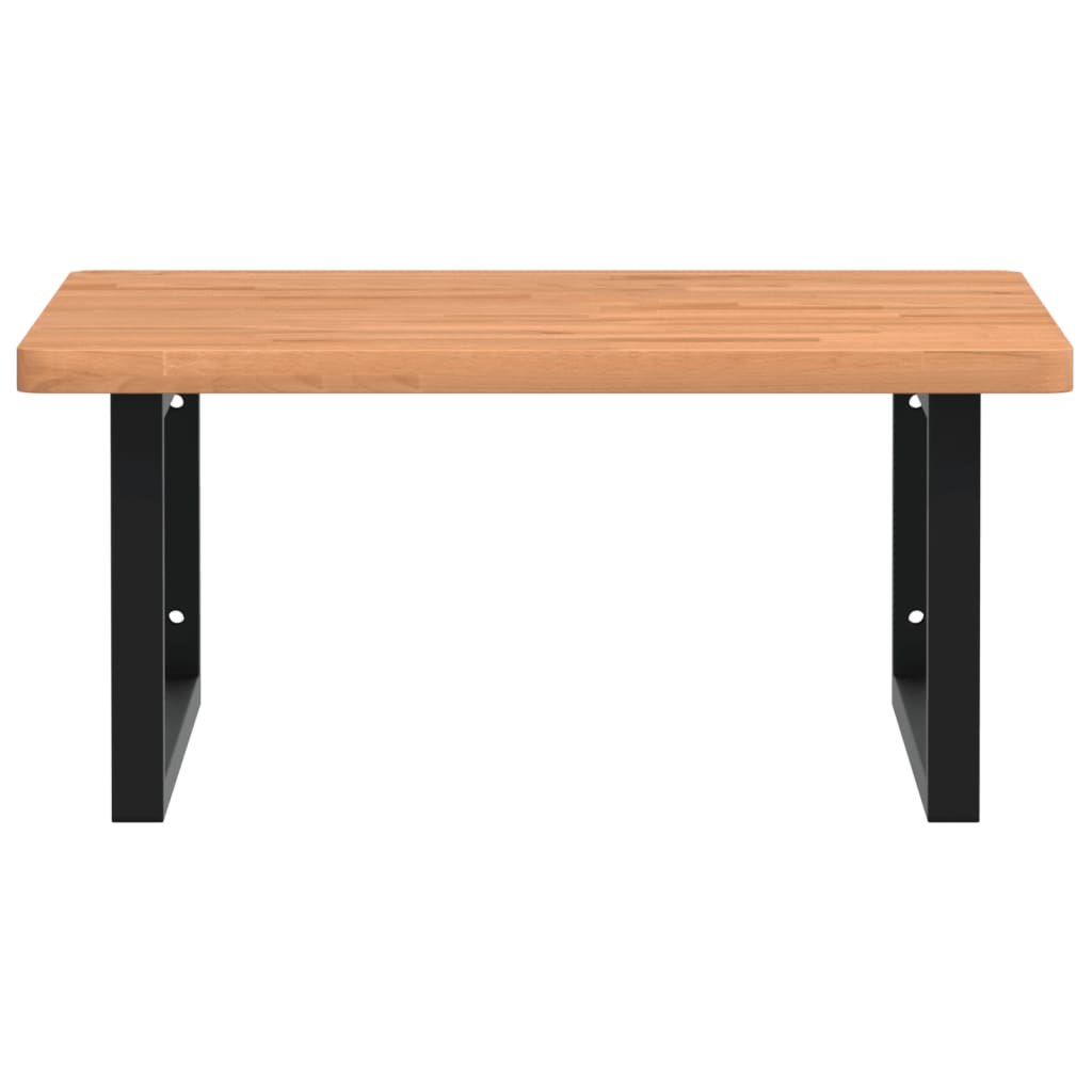 vidaXL Basin Shelf Wall Mounted Steel and Solid Wood Beech