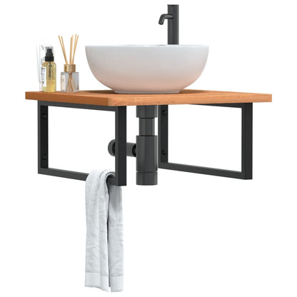 vidaXL Basin Shelf Wall Mounted Steel and Solid Wood Beech