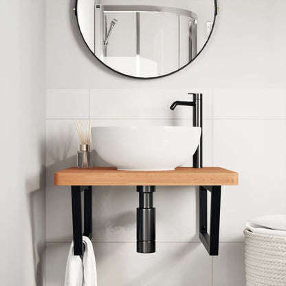 vidaXL Basin Shelf Wall Mounted Steel and Solid Wood Beech