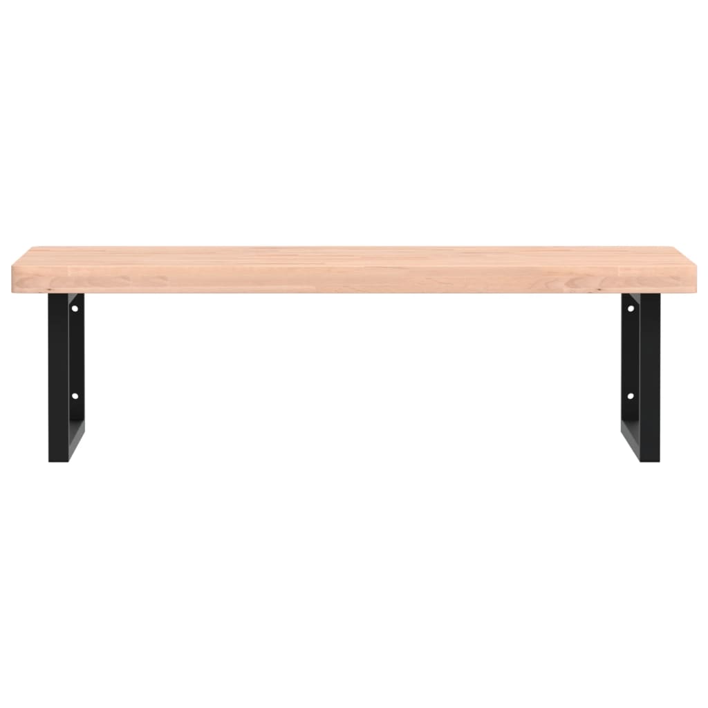 vidaXL Basin Shelf Wall Mounted Steel and Solid Wood Beech