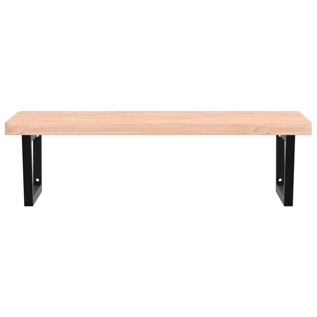 vidaXL Basin Shelf Wall Mounted Steel and Solid Wood Beech