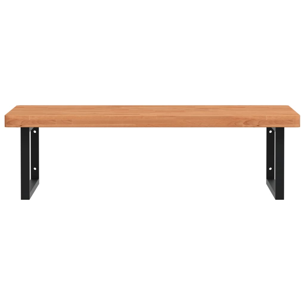 vidaXL Basin Shelf Wall Mounted Steel and Solid Wood Beech