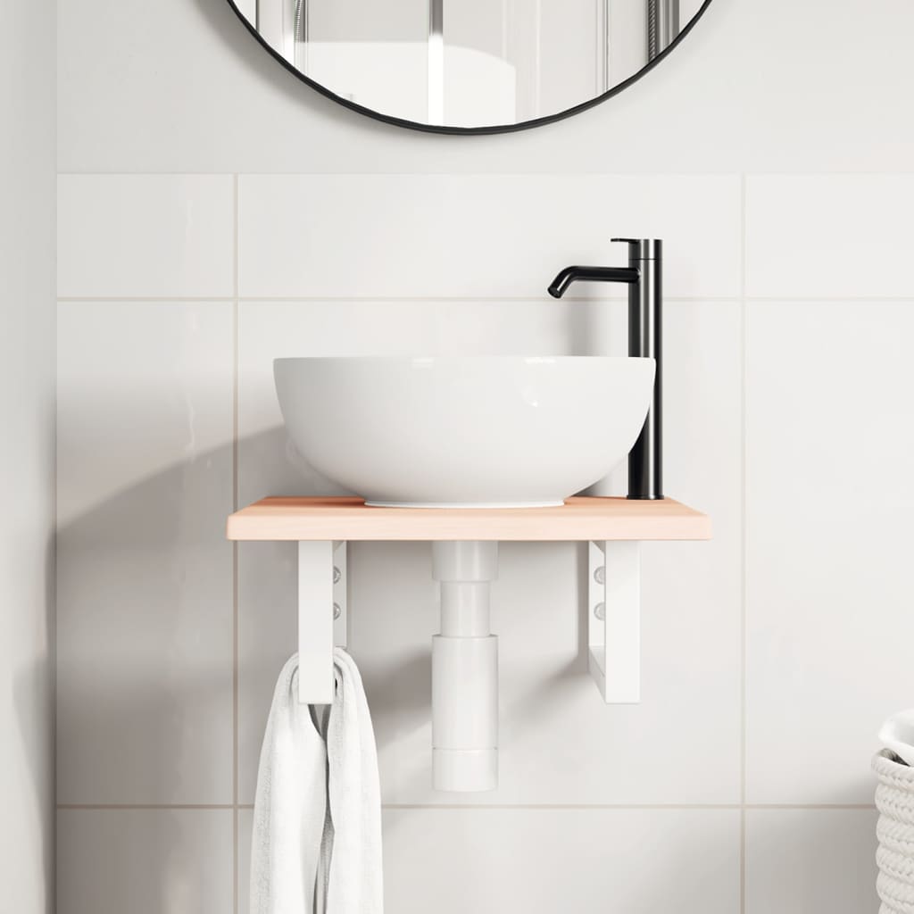 vidaXL Basin Shelf Wall Mounted Steel and Solid Wood Oak