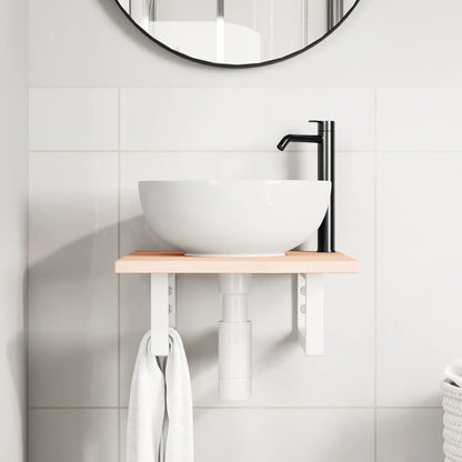 vidaXL Basin Shelf Wall Mounted Steel and Solid Wood Oak