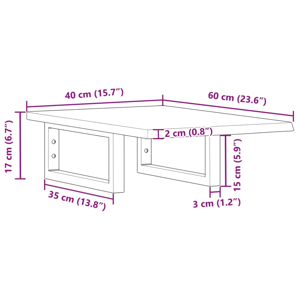 vidaXL Basin Shelf Wall Mounted Steel and Solid Wood Oak