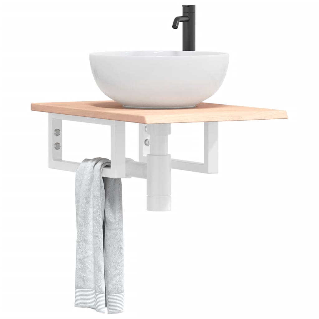 vidaXL Basin Shelf Wall Mounted Steel and Solid Wood Oak