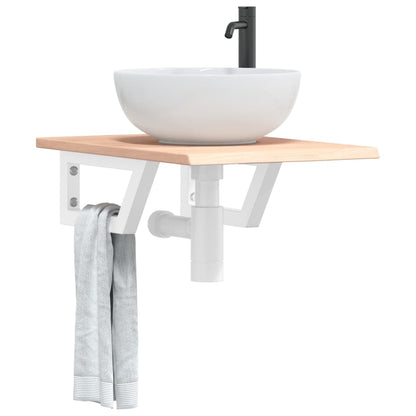 vidaXL Basin Shelf Wall Mounted Steel and Solid Wood Oak