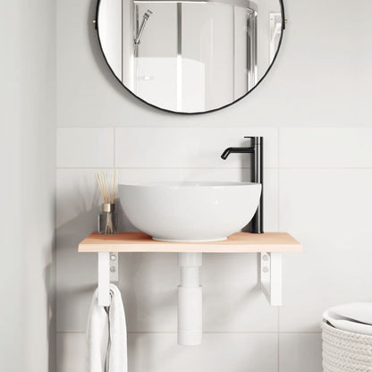 vidaXL Basin Shelf Wall Mounted Steel and Solid Wood Oak