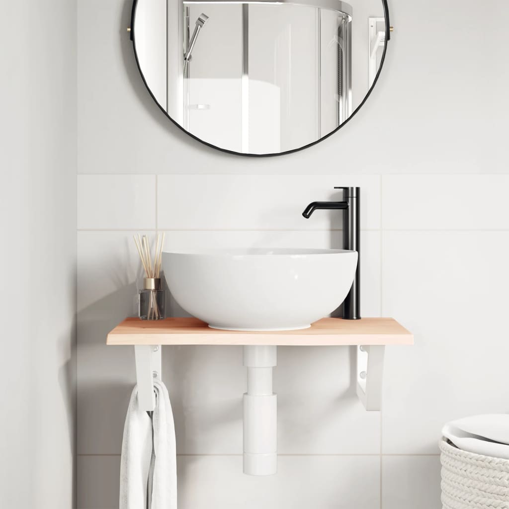 vidaXL Basin Shelf Wall Mounted Steel and Solid Wood Oak