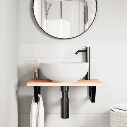 vidaXL Basin Shelf Wall Mounted Steel and Solid Wood Oak