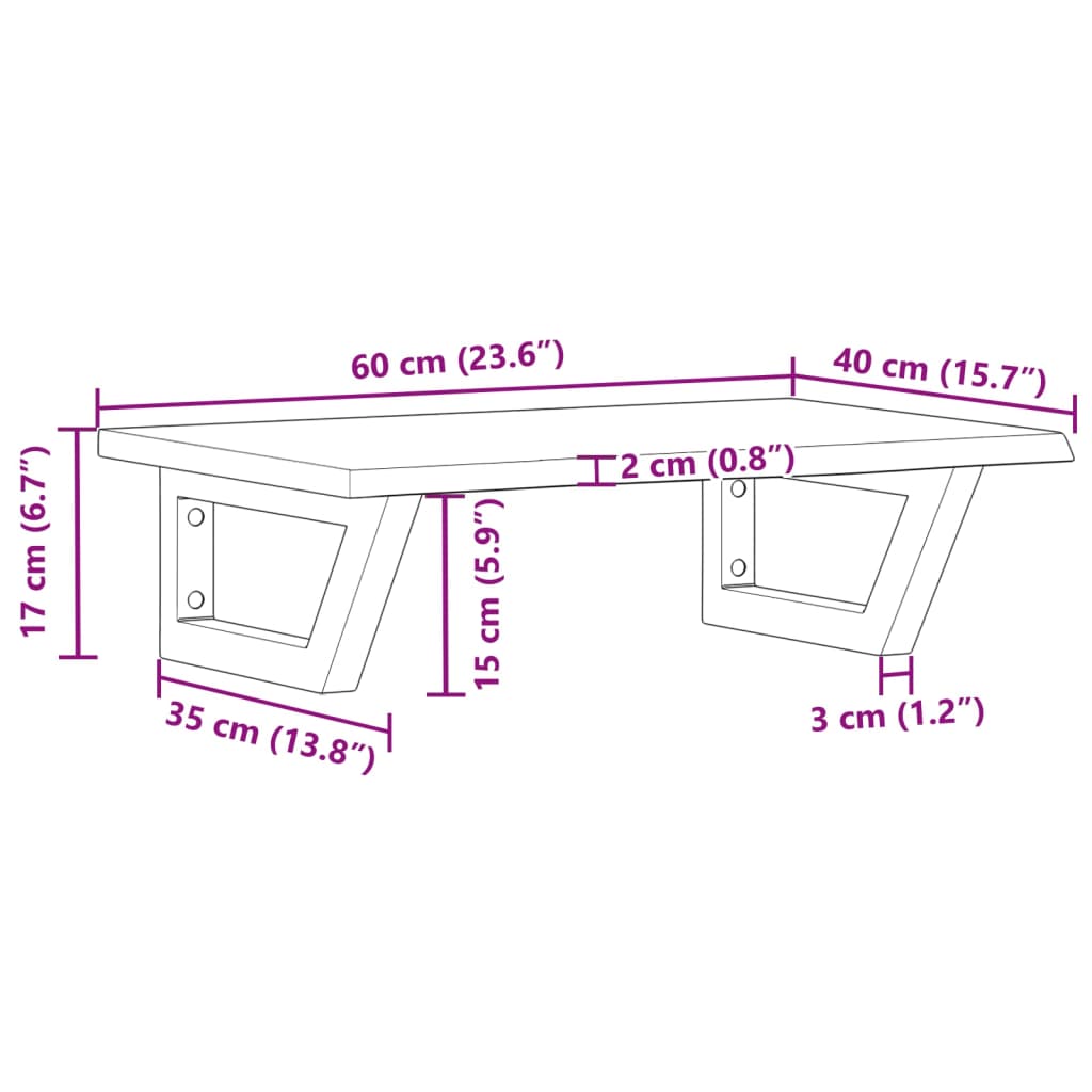 vidaXL Basin Shelf Wall Mounted Steel and Solid Wood Oak