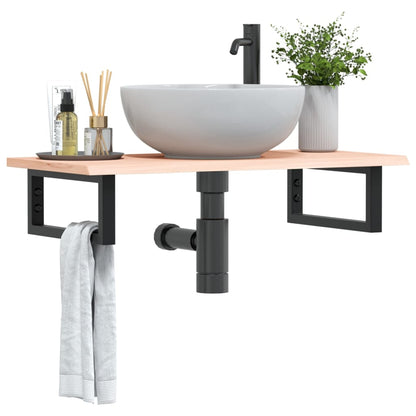 vidaXL Basin Shelf Wall Mounted Steel and Solid Wood Oak