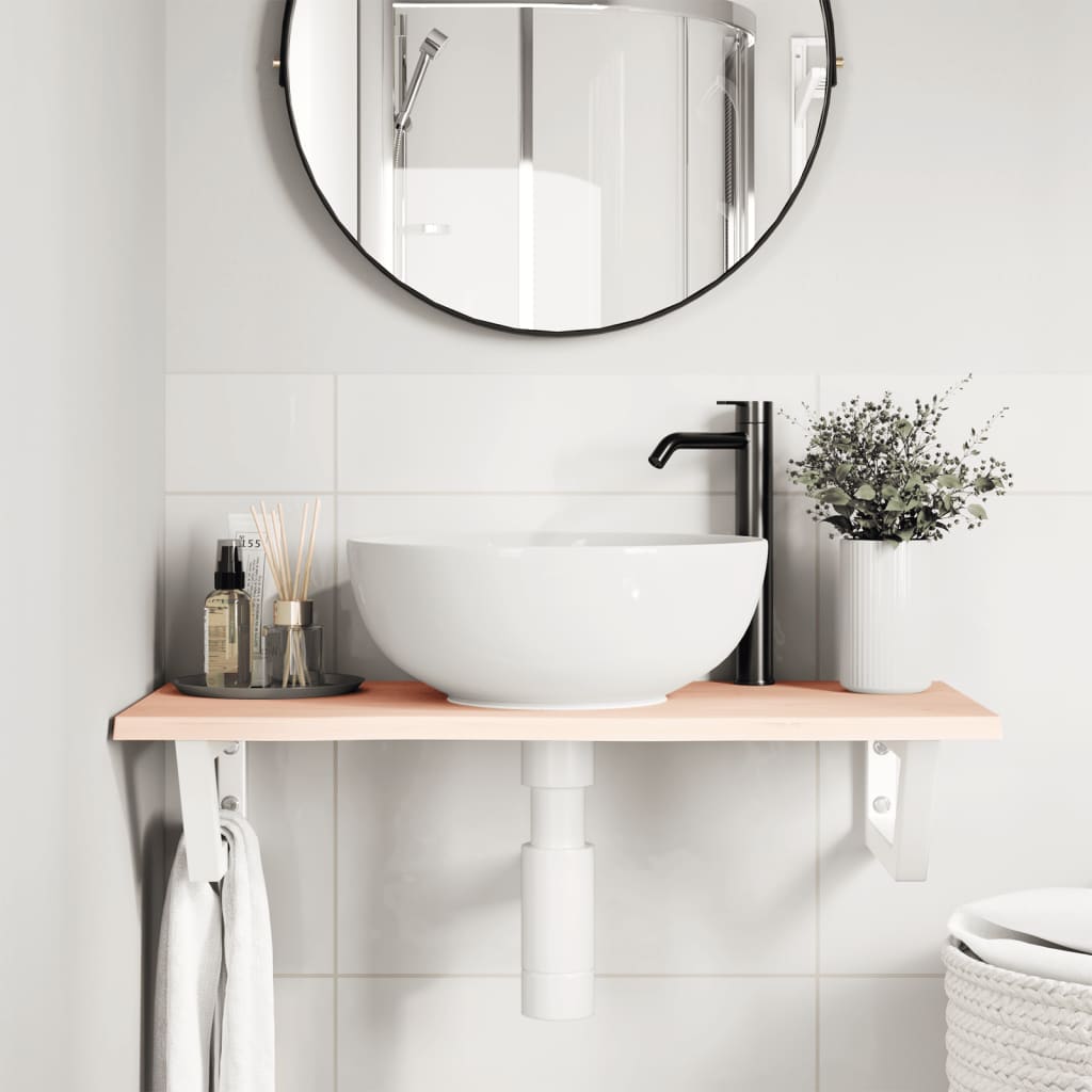 vidaXL Basin Shelf Wall Mounted Steel and Solid Wood Oak