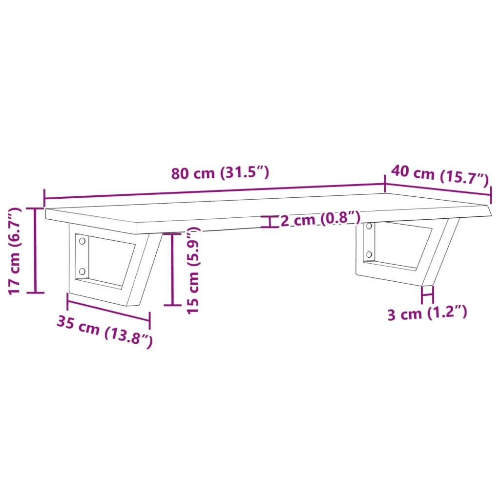 vidaXL Basin Shelf Wall Mounted Steel and Solid Wood Oak