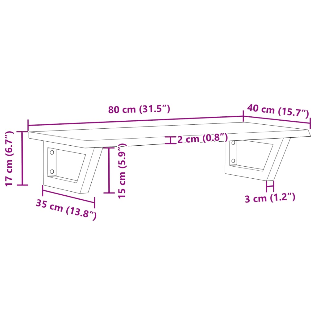 vidaXL Basin Shelf Wall Mounted Steel and Solid Wood Oak