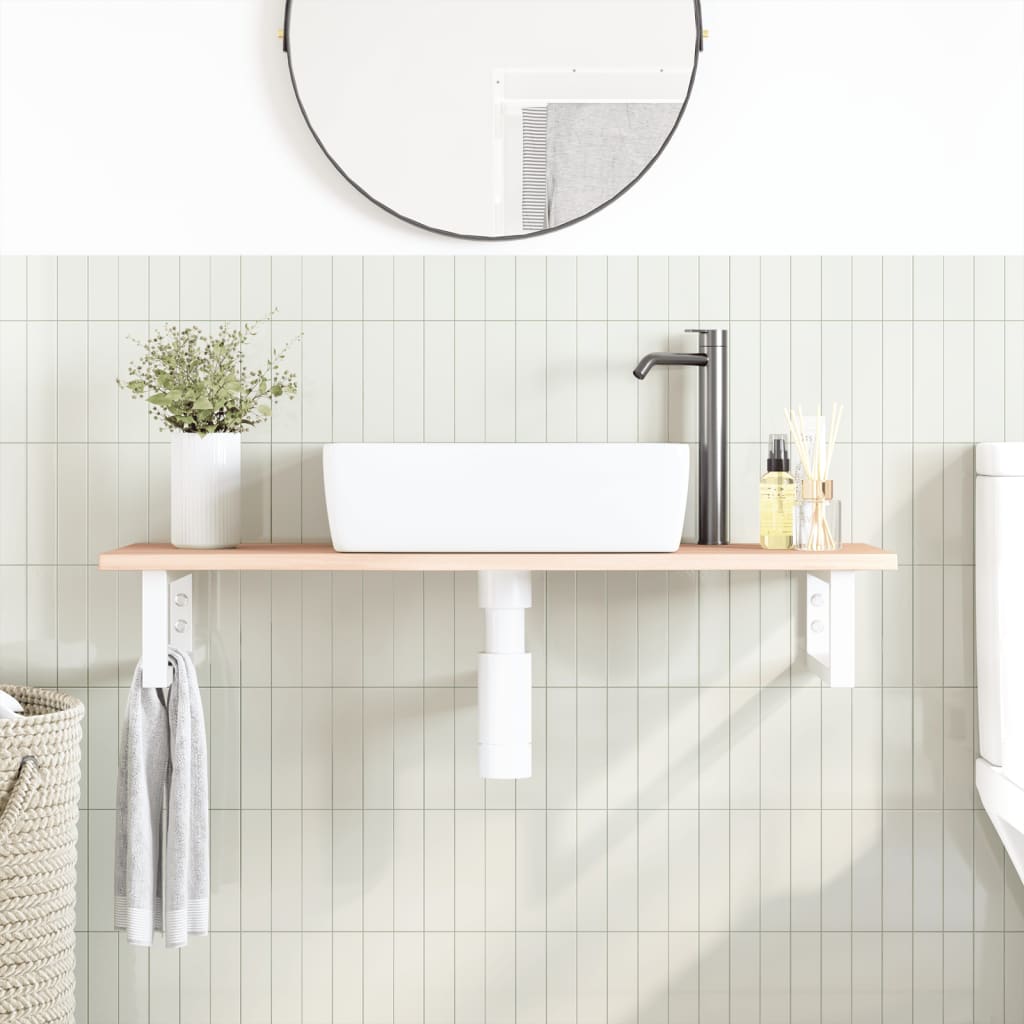 vidaXL Basin Shelf Wall Mounted Steel and Solid Wood Oak