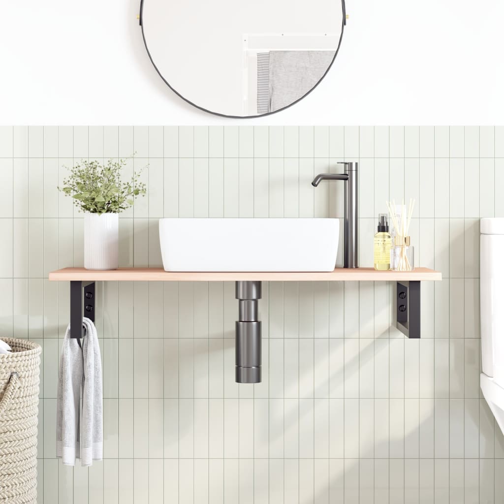 vidaXL Basin Shelf Wall Mounted Steel and Solid Wood Oak