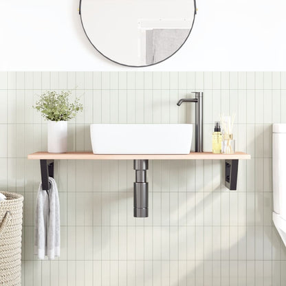 vidaXL Basin Shelf Wall Mounted Steel and Solid Wood Oak
