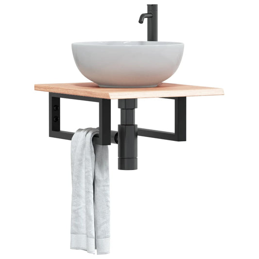 vidaXL Basin Shelf Wall Mounted Steel and Solid Wood Oak