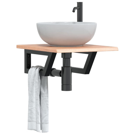 vidaXL Basin Shelf Wall Mounted Steel and Solid Wood Oak