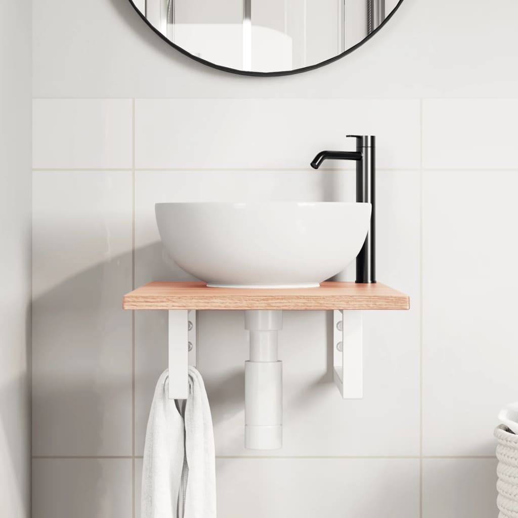 vidaXL Basin Shelf Wall Mounted Steel and Solid Wood Oak
